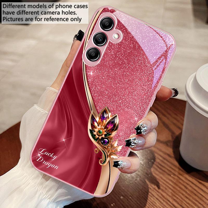 Colorful gemstone pattern For Samsung A 73 72 71 70 56 55 54 53 52 51 50 42 35 34 33 32 31 26 25 24 23 22 30 20 glass phone case