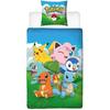 Bedding Set - POKEMON - Pikachu and His Friends - Blue - Microfiber - 1 Duvet Cover 140 X 200 Cm + 1 Pillowcase 63 X 63 Cm