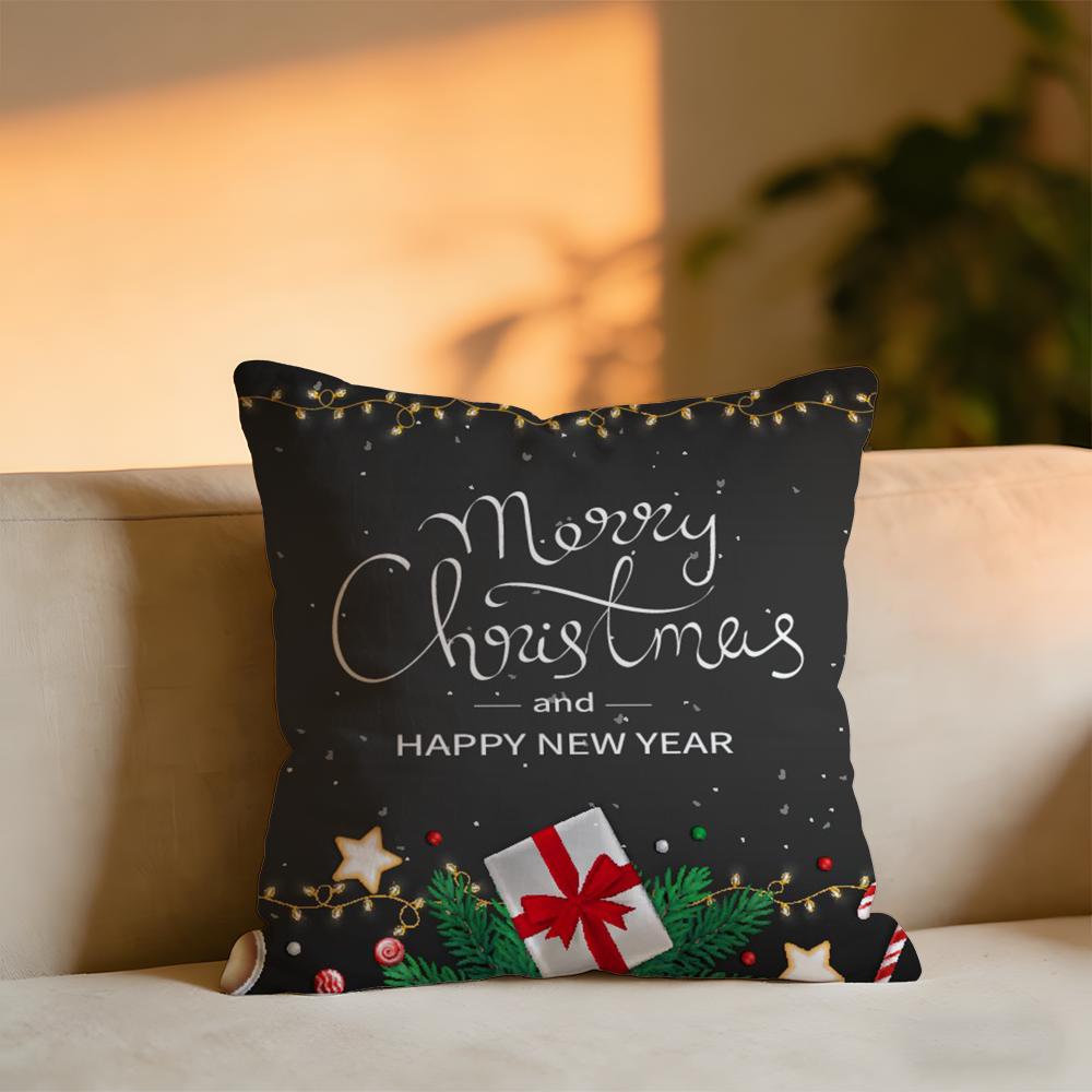 

Christmas Cute Elements Cushion Cover Cozy Velvet Throw PillowSoft Warm Cushion For Sofa Bed 30X30cm