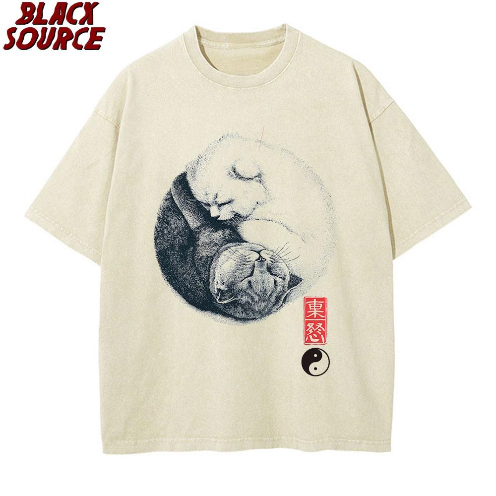 

T Summer Mens High Quality Tshirt Cotton Short Sleeve Funny Cat Print Tshirt Casual Loose Oneck Cool S