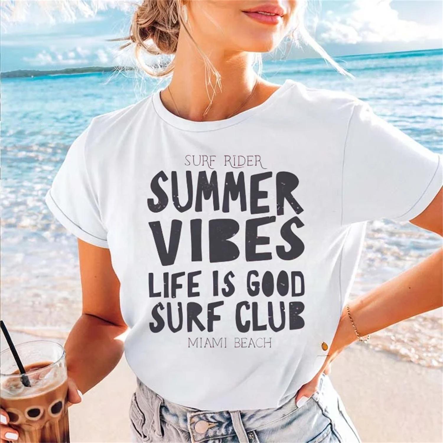 Pattern Retro Letter Printed Short Sleeve T-Shirt Clothing Women s Pattern Cartoon Summer Casual Simple Style Regular Top T-Shir S