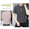 ROMON Men's Cotton Blend Striped Round Neck Short Sleeve T-Shirt