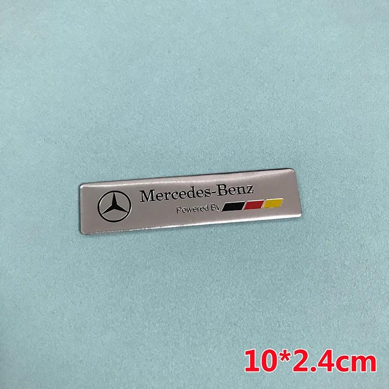 Long Thin Aluminium Label Sticker Car Emblem for Mercedes Benz AMG Edition Logo Powered By Germany Flag Racing Track Stripes