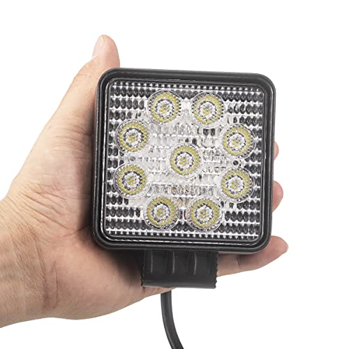 Small LED work light, 27W, square, wide angle type, bright LED work light, diameter 90mm, light truck bed light, fog lamp, car backlight, snow bl