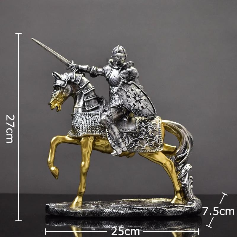 Rycerze Kreatywne Figurki Statua Dekoracja Biurka Ciężko Opancerzeni Rycerze Postacie Rzeźby z Żywicy Estetyczna Dekoracja Pokoju