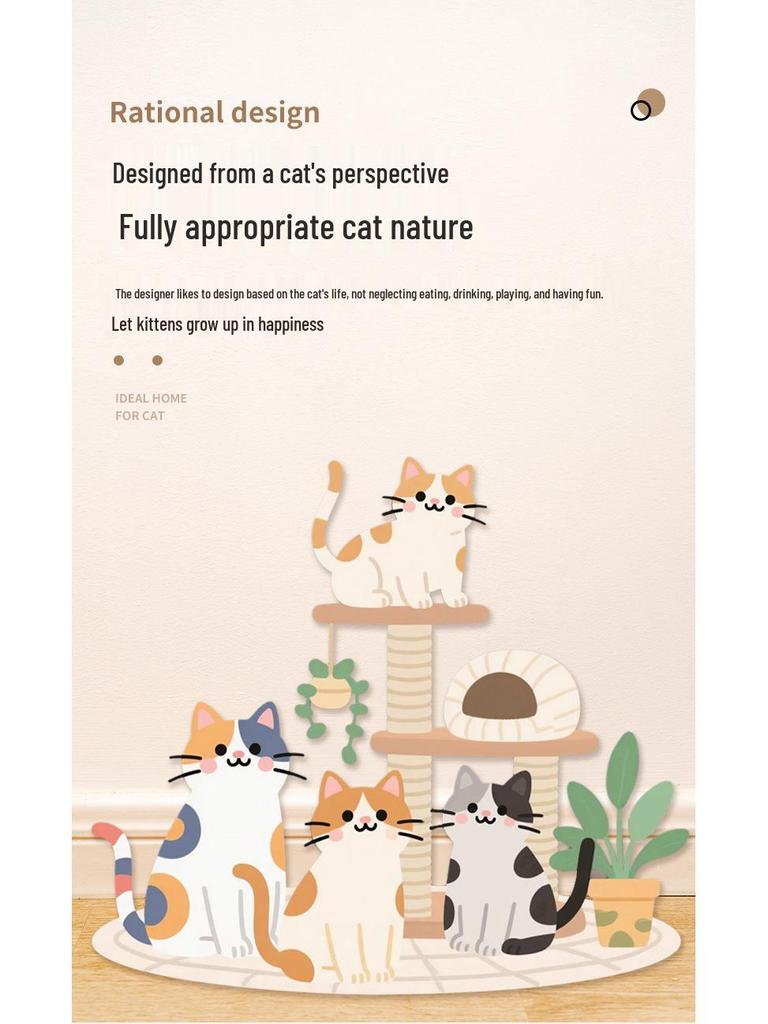 Cat Tree Scratching Post: Climbing Frame, Bed, and Toy Platform for Large Cats