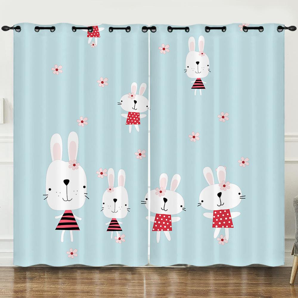 Curtains European And American Cartoon Animals Bear Deer Digital Printing Blackout Curtain Bedroom Punching