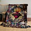 Burning Sacred Heart with Crown of ThornsFlannel Blanket for Bedroom, Living Room, Sofa, and Nap