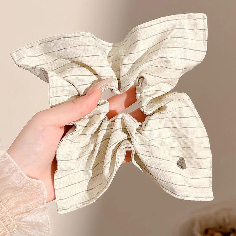 

1pc Retro Texture Fabric Headband With Large Bow Design Striped Plaid Headband Artistic Style Niche Hair Tie Accessories