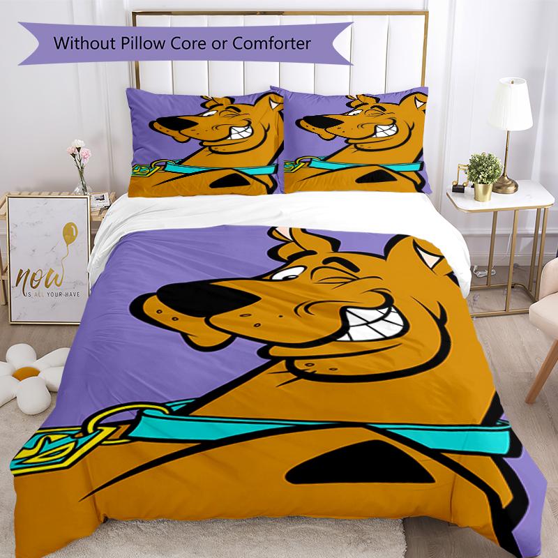 3pcs Scooby Doo pattern bedding set duvet cover set includes duvet cover &pillowcases, perfect all season bedroom decoration & gift