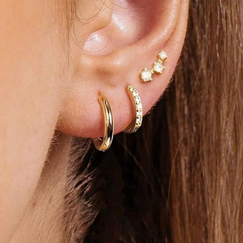 3pcs/Set Minimalist Crystal Gold Color Earrings Set Fashion Exquisite Zircon Stud Earring For Women Daily Wear Jewelry Gift 2026