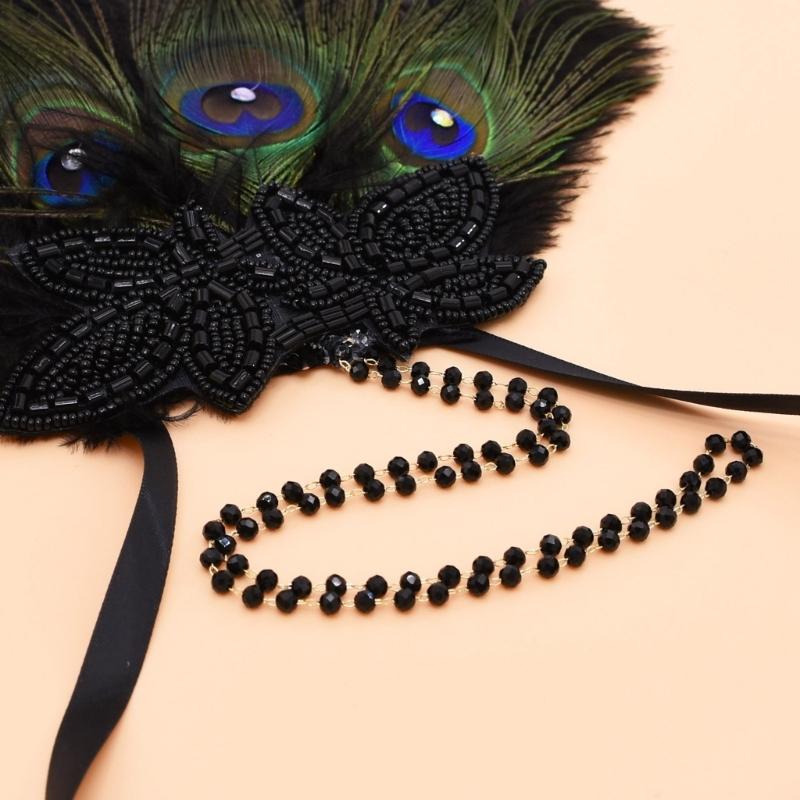 Vintage Feathered Headpiece 1920s Flapper Cosplay Headband Headpiece for Women Masquerade Halloween Weddings Parties