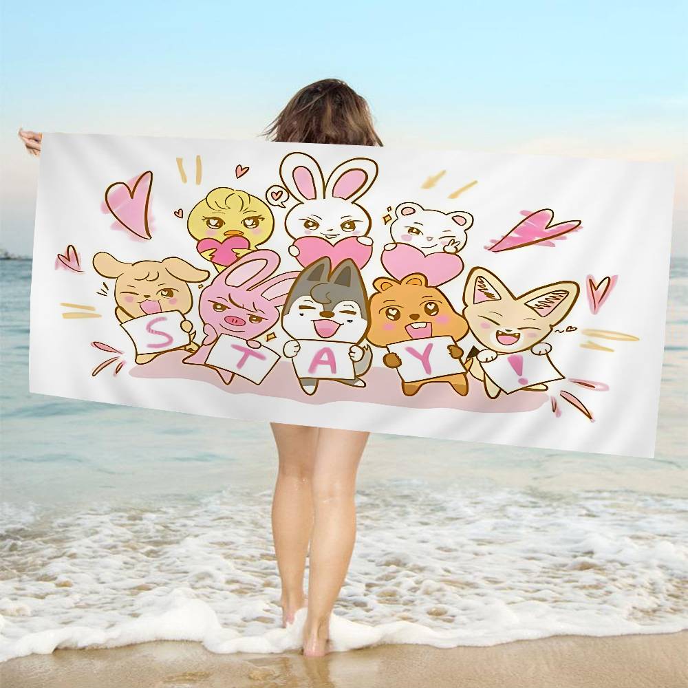 S-StrayS COOL K-Kids Kpop Microfiber Printed Beach Towel Mountain Climbing Yoga Beach Swimming Running Absorbent Soft Towel