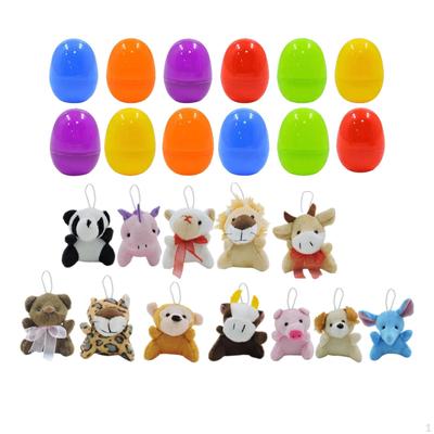 12 Pieces Easter Eggs Filled Mini Plush Animal Toy Figures Funny Colorful Cute Ornaments for
