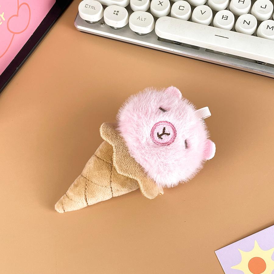 Cartoon Plush Capybara Ice Cream Doll Kapibala Cone Keychain Pendant Doll Toy Doll
