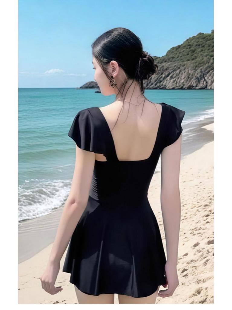 2025 Women's Elegant One-Piece Swimsuit: Conservative, Slimming, Skirt-Style, Sexy Hot Spring Swimwear