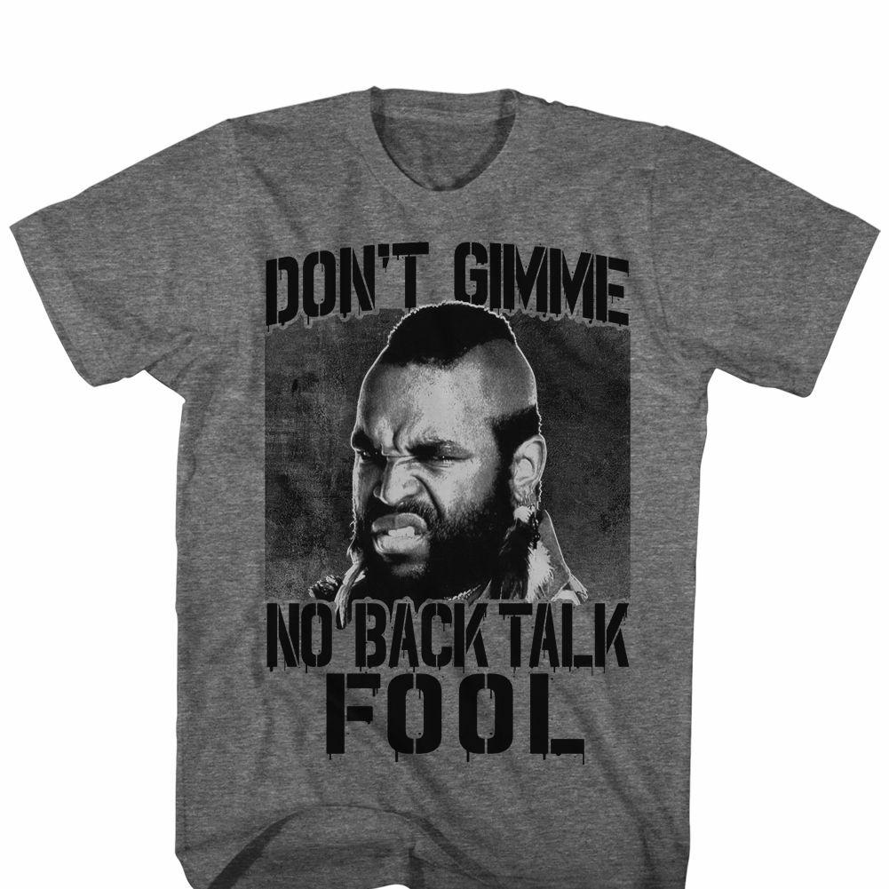 Mr. T No Back Talk Graphite Heather T-Shirt XL