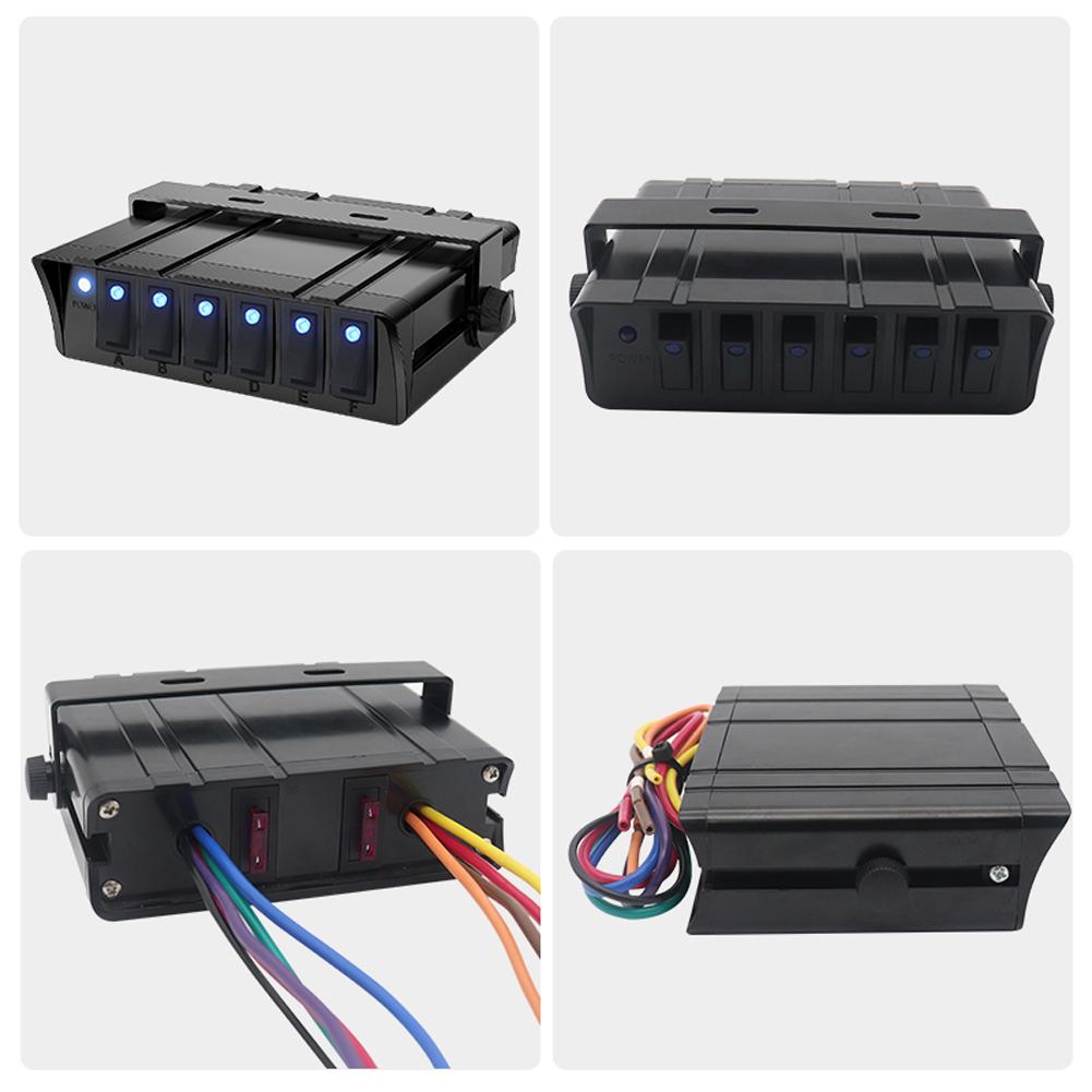 Switch Box Rocker with LED Light Indicator 40A 12V Car Switch Panel ON OFF 6 Gang Buttons for Boat Truck Trailer Caravan Marine