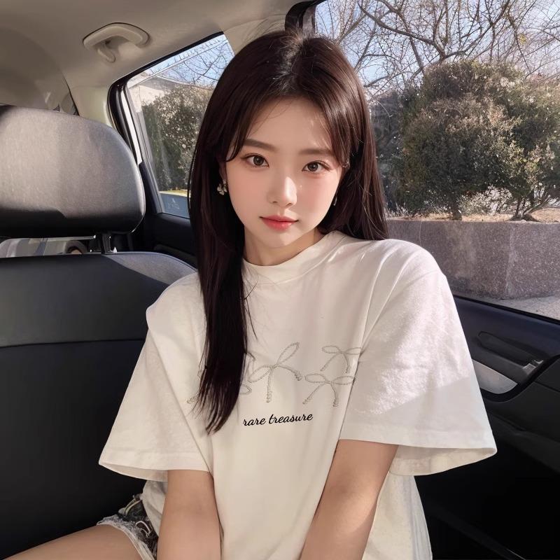 Black Short-sleeved T-shirt Women's Pure Cotton New Popular Loose Half-sleeved Summer Unique Design Beautiful Top