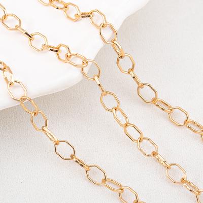 0.5Meter 1Meter 18k Gold Plated Brass Flat Oval Filled Cable Link Chains DIY Necklace Making Jewelry Bracelet Findings Supplies