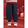 Right European Style Boys' Winter Pants New Year Series Casual Sweatpants Winter New Style Baby Fleece-Lined Thickened Children's Clothing