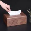 Walnut Wood Tissue Box Holder Cover Designer Tissue Storage Boxes Luxury Wooden Napkin Box Modern Rectangular Napkins Case Home