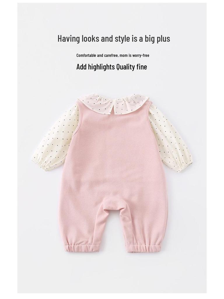 Baby Girl Autumn Dungaree & Onesie Set - Cute Two-Piece for Small Infants