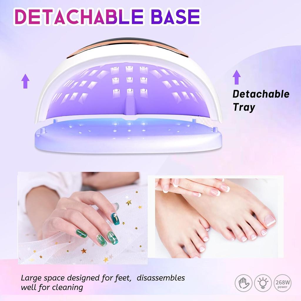 268W UV LED Nail Lamp, Gel Polish Dryer with 4 Timers & Auto Sensor (Black)