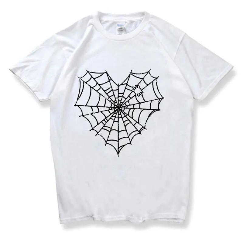 Dark Spider Web Printed Unisexs and Womens Casual Sports Tshirt Couple Modal Fabric Shortsleeved Top Streetwear Graphic Tshirts
