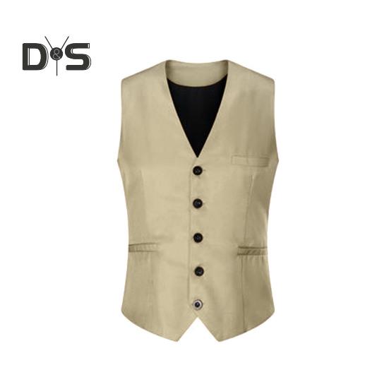 

Men Solid Color Business Suit Vest V Neck Sleeveless Pockets Single Breasted Slim Fit Office Waistcoat Workwear M хаки