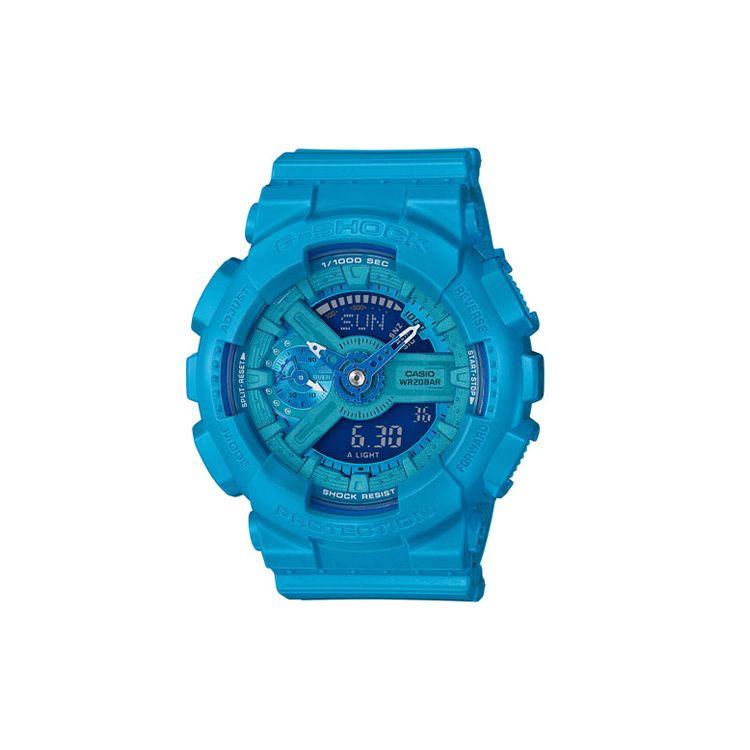 Casio G-Shock Youth Series Matte Crayon Texture Fashion Trend Color Block Street Quartz Watch Women watches Blue GMA-S110VC-2A Sky Blue Watch Dial