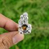 Mothers day Deal 925 Sterling Silver Citrine Stone Solitaire Flower Ring Jewelry