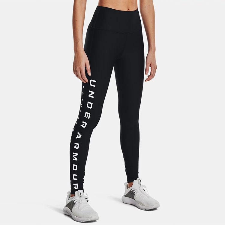 Under Armour High Waist Breathable Training Leggings With Side Letter Print Women Leggings Black 1369901-001