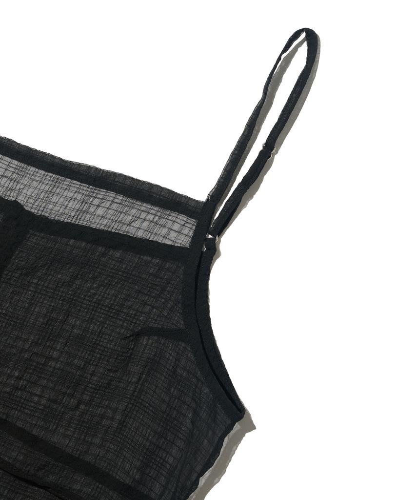 Cargo Bros For Woman See-Through Slip Layered Dress (Black)