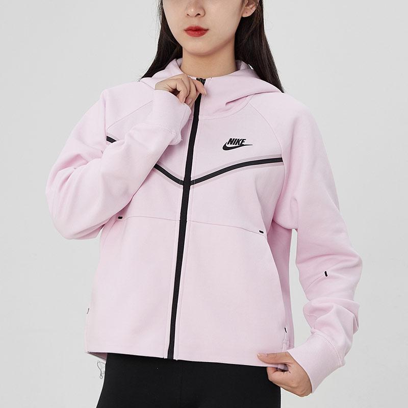 Nike Logo Print Sports Hooded Jacket Women Outerwear Pink CW4299-695