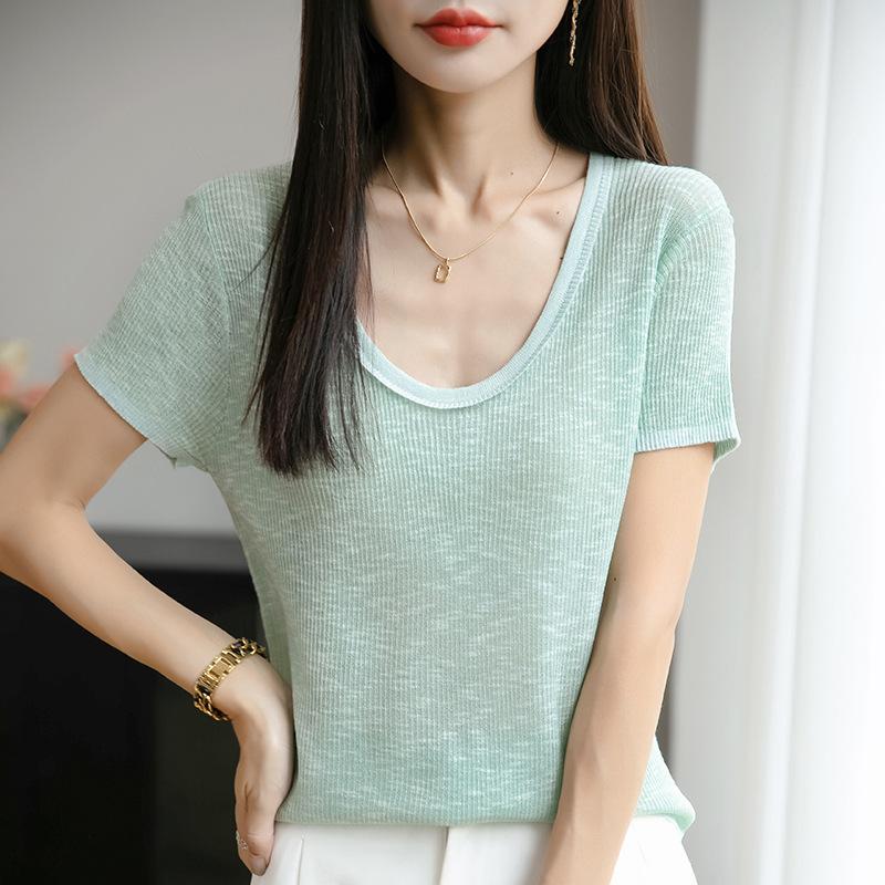 

Новый летний универсальный трикотажный топ с коротким рукавом — это стильный и тонкий фасон. XXL140-80kg красный