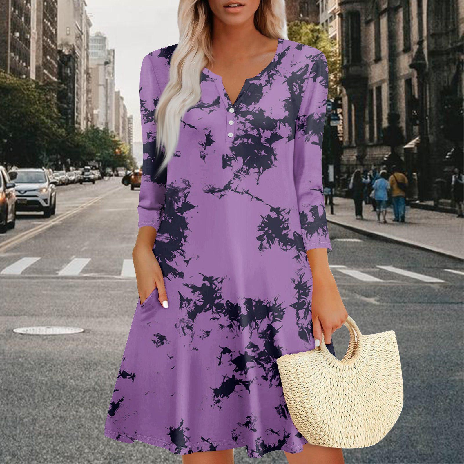 

Женское летнее платье, свободное платье с V-образным вырезом, рукавом три четверти и карманами XXL красный