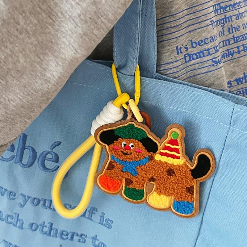 Cute Cartoon Embroidery Animal Felt Keychain Soft Plush Keyring Stuffed Key Holder Lovely Backpack Pendant Bag Charm Couple Gift