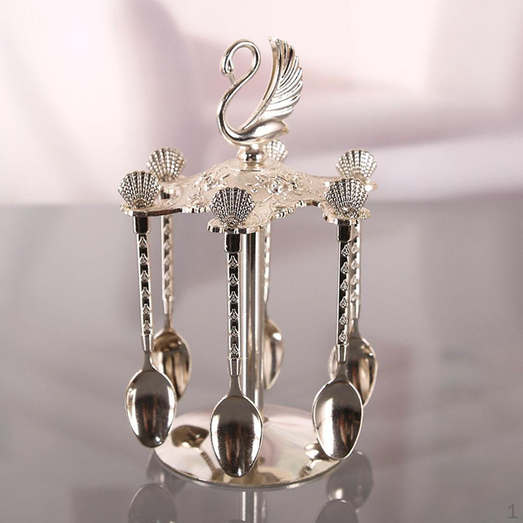 

Підставка та 6 чайних ложок для цукру, десерту, льоду, для змішування Option2 Silver