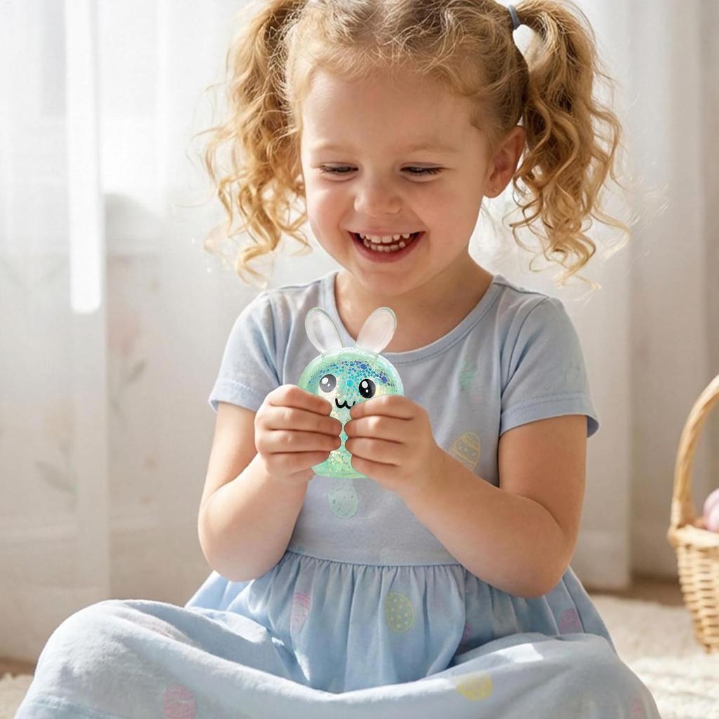 Soft Squeeze Toys Fun Cute Cartoon Soft Glitter Bunny Party Favors Fidget Squeeze Toy for Kids Adults Friends Teens Offices Work