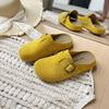 Bamuxiu early spring thick bottom new ugly cute big head half slippers women's anti-velvet bag head drag casual slippers