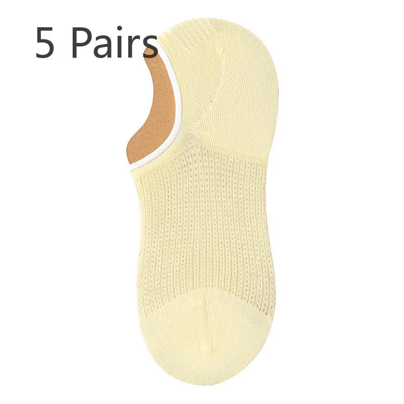 5 Pairs of Women's Summer Ultra Thin Shallow Mouth and 7A Antibacterial Deodorant Invisible Socks