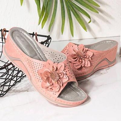 Frauen Sandalen Weiche Heels Sommer Sandalen Mit Keile Schuhe Frauen Blume Hausschuhe Casual Plattform Schuhe Plus Größe 43