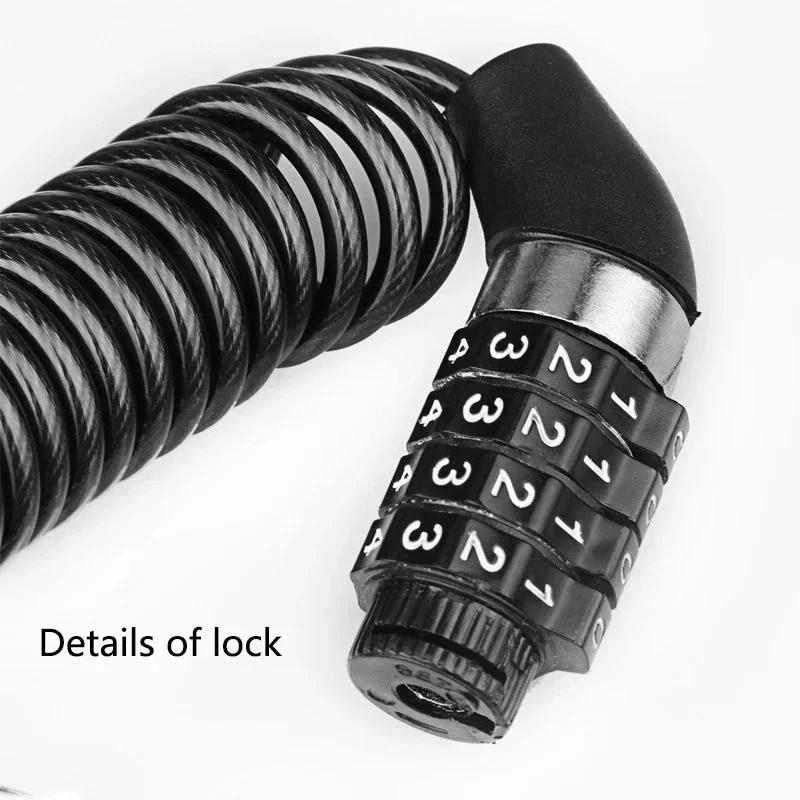 4-Digit Combination Lock for Bicycle Motorcycle - Steel Cable Password Lock , Anti-Theft Helmet Lock Security Chain