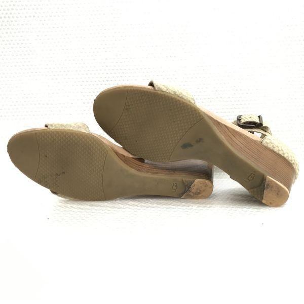 UGG wedge sole sandals women's 23 beige leather heel shoes(USED)