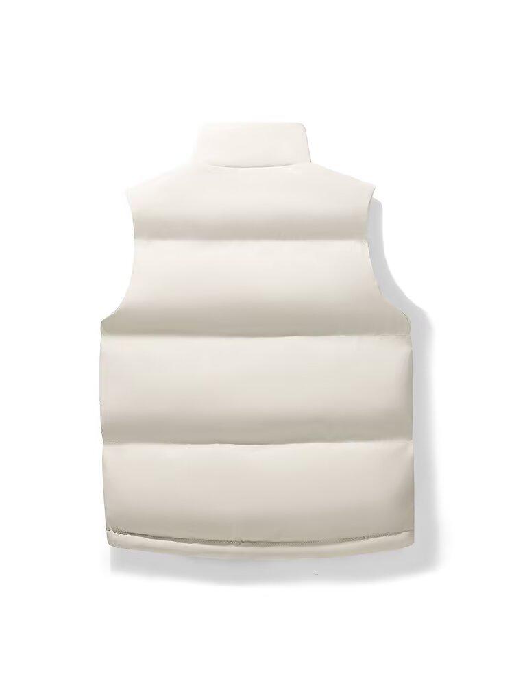 Men's Trendy Solid Color Stand Collar Vest - Warm Sleeveless Cotton Outerwear for Autumn/Winter