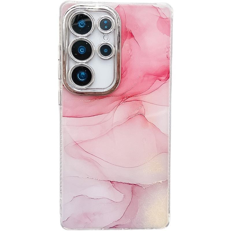 Suitable for Samsung S25ultra Mobile Phone Case Marble S23 Electroplated Fine Hole Full Package Anti Fall A56 Ring Support