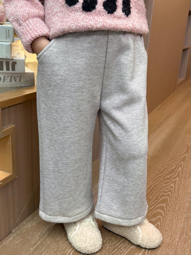 Baby Girls' 2025 Korean-Style Velvet Wide-Leg Winter Pants