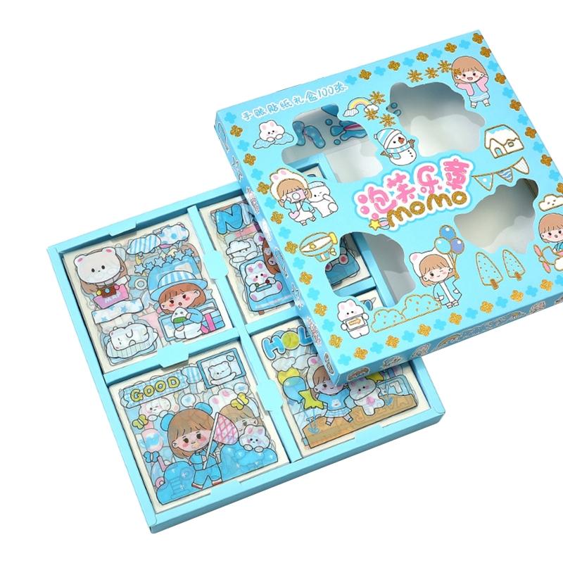 100 Sheets Lovely Cartoon Stickers Sweet Girl Decals Waterproof Adhesive for Child DIY Pencil Case Guitar Computer Cups Decor