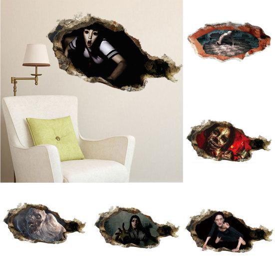 

3D ужас зомби стикер стены дом с привидениями бар КТВ страшная наклейка Хэллоуин Декор